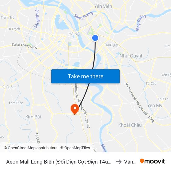 Aeon Mall Long Biên (Đối Diện Cột Điện T4a/2a-B Đường Cổ Linh) to Văn Phú map