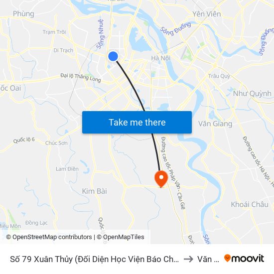 Số 79 Xuân Thủy (Đối Diện Học Viện Báo Chí Và Tuyên Truyền) to Văn Phú map