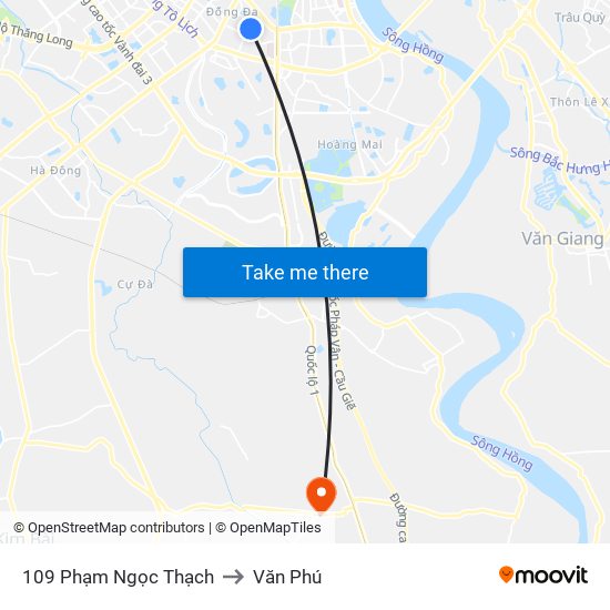 109 Phạm Ngọc Thạch to Văn Phú map