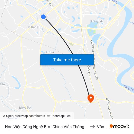 Học Viện Công Nghệ Bưu Chính Viễn Thông - Trần Phú (Hà Đông) to Văn Phú map