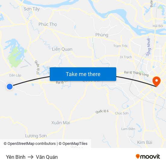 Yên Bình to Văn Quán map
