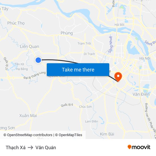 Thạch Xá to Văn Quán map