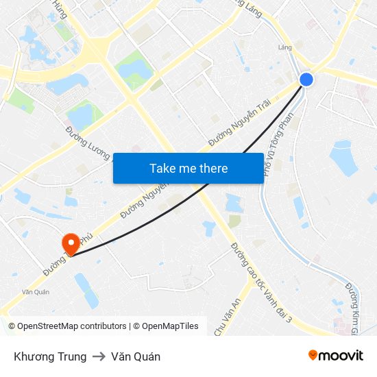 Khương Trung to Văn Quán map