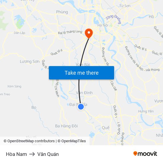 Hòa Nam to Văn Quán map