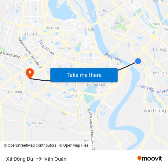 Xã Đông Dư to Văn Quán map