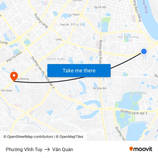 Phường Vĩnh Tuy to Văn Quán map