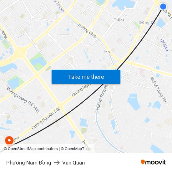 Phường Nam Đồng to Văn Quán map