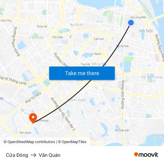 Cửa Đông to Văn Quán map