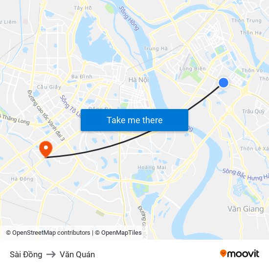 Sài Đồng to Văn Quán map