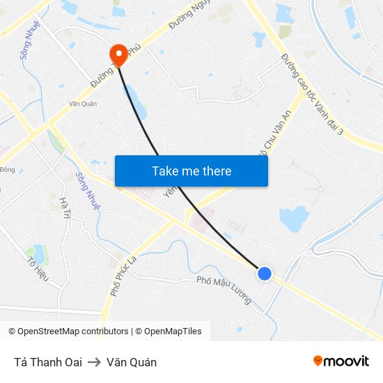 Tả Thanh Oai to Văn Quán map