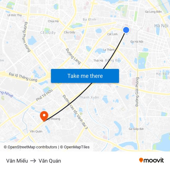 Văn Miếu to Văn Quán map
