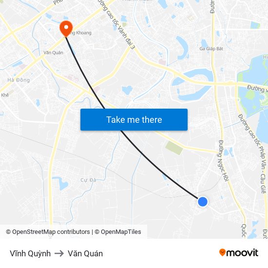 Vĩnh Quỳnh to Văn Quán map