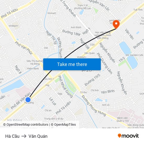 Hà Cầu to Văn Quán map