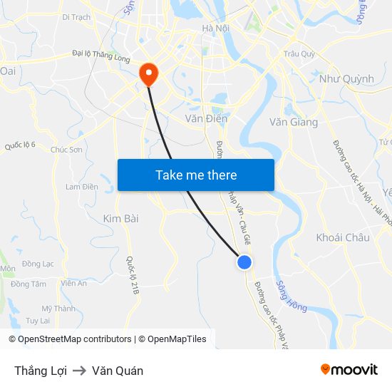 Thắng Lợi to Văn Quán map