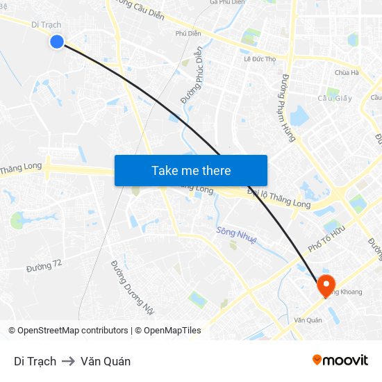 Di Trạch to Văn Quán map