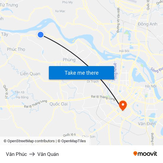Vân Phúc to Văn Quán map