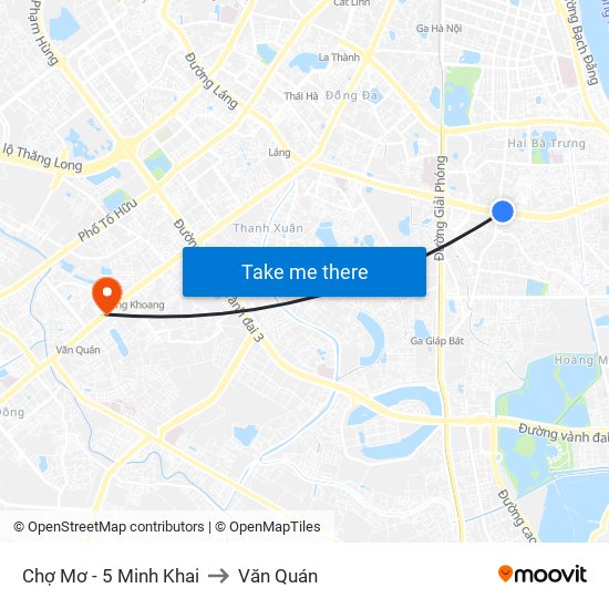 Chợ Mơ - 5 Minh Khai to Văn Quán map