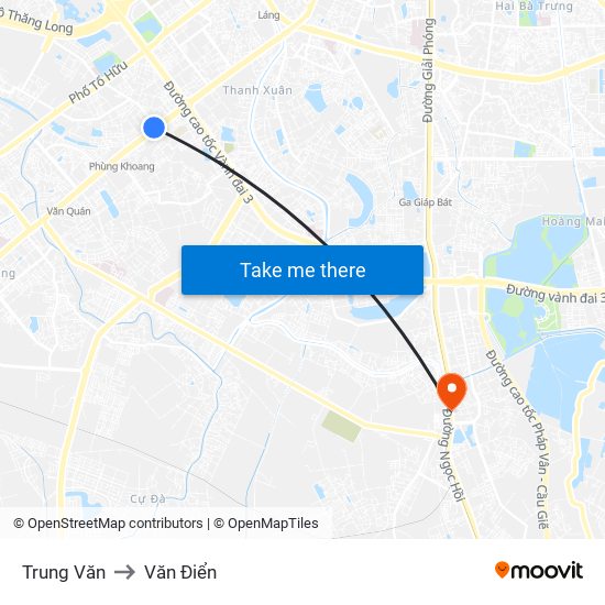 Trung Văn to Văn Điển map