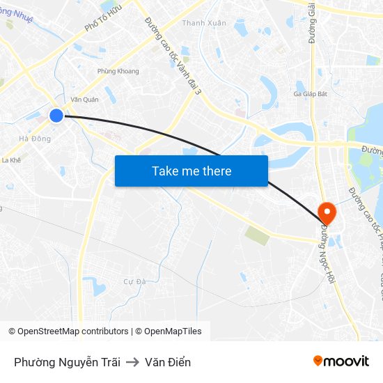 Phường Nguyễn Trãi to Văn Điển map