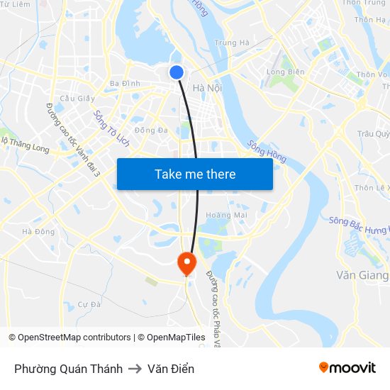 Phường Quán Thánh to Văn Điển map