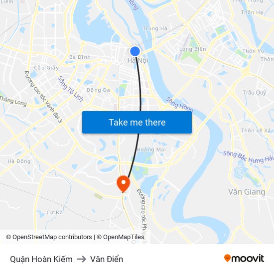 Quận Hoàn Kiếm to Văn Điển map