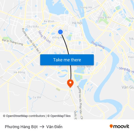 Phường Hàng Bột to Văn Điển map