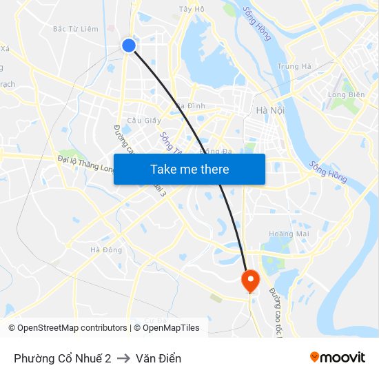 Phường Cổ Nhuế 2 to Văn Điển map