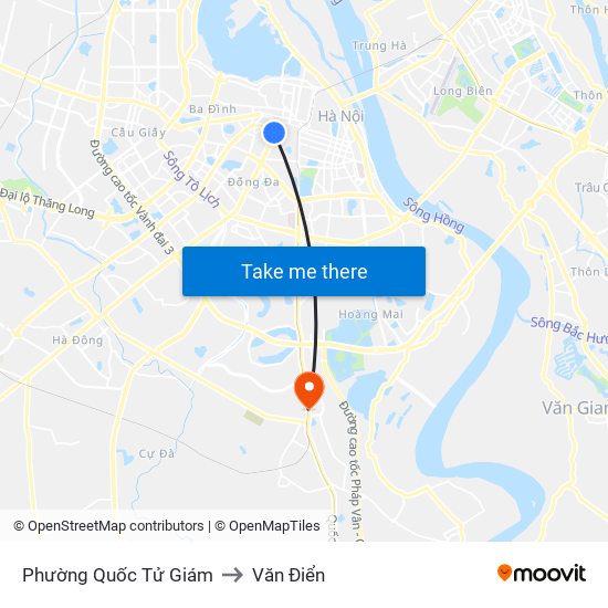 Phường Quốc Tử Giám to Văn Điển map