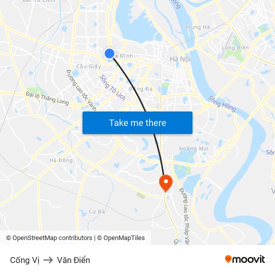 Cống Vị to Văn Điển map