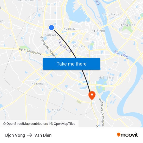 Dịch Vọng to Văn Điển map