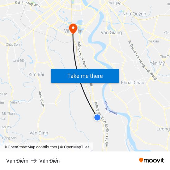 Vạn Điểm to Văn Điển map