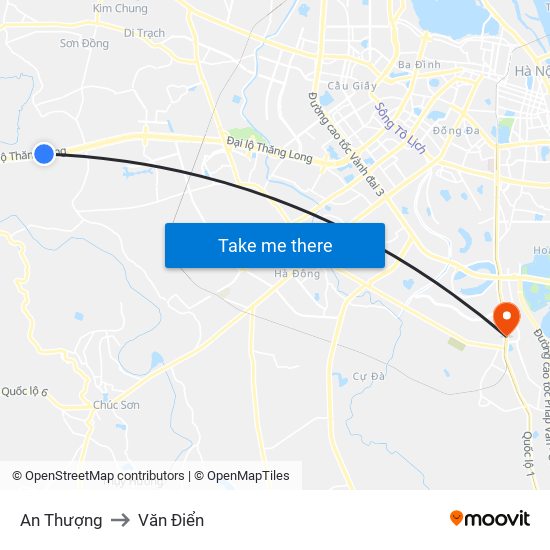An Thượng to Văn Điển map