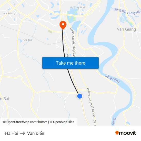 Hà Hồi to Văn Điển map