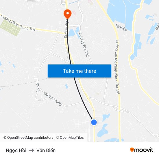 Ngọc Hồi to Văn Điển map