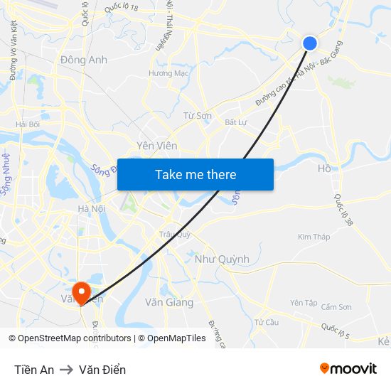 Tiền An to Văn Điển map