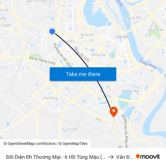 Đối Diện Đh Thương Mại - 6 Hồ Tùng Mậu (Cột Sau) to Văn Điển map