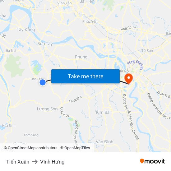 Tiến Xuân to Vĩnh Hưng map