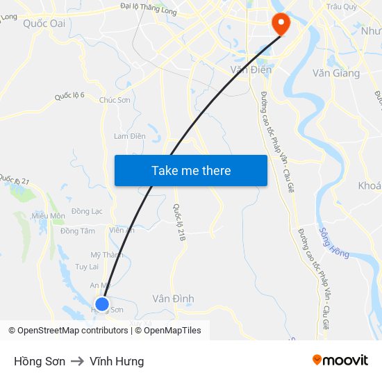 Hồng Sơn to Vĩnh Hưng map