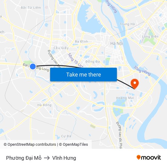 Phường Đại Mỗ to Vĩnh Hưng map