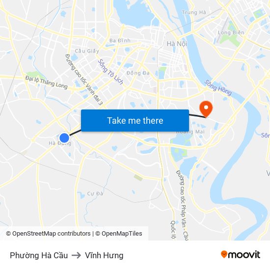 Phường Hà Cầu to Vĩnh Hưng map