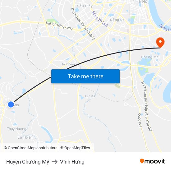 Huyện Chương Mỹ to Vĩnh Hưng map