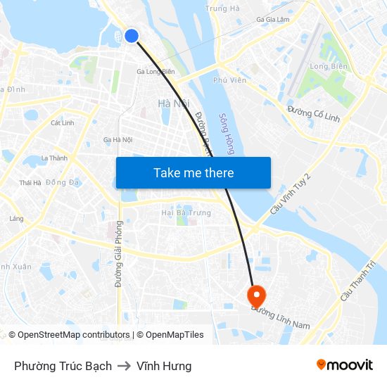 Phường Trúc Bạch to Vĩnh Hưng map