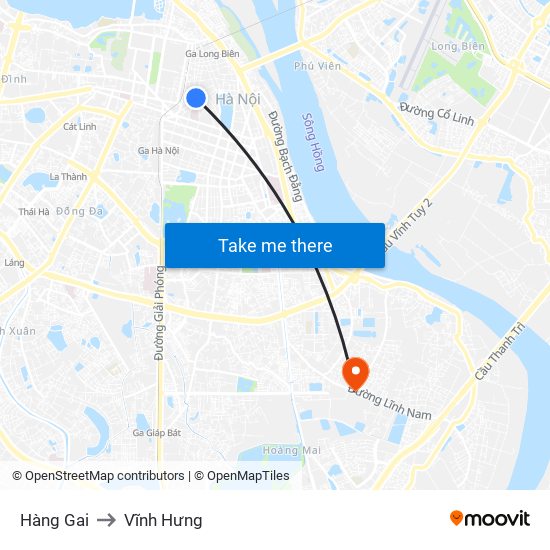 Hàng Gai to Vĩnh Hưng map