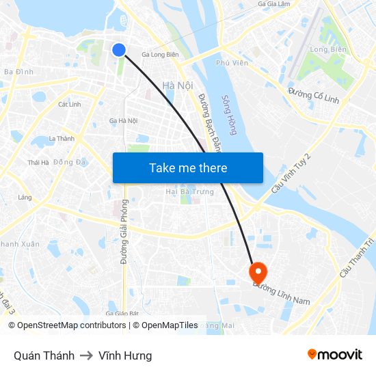 Quán Thánh to Vĩnh Hưng map