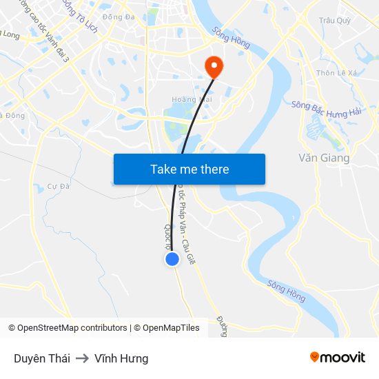 Duyên Thái to Vĩnh Hưng map