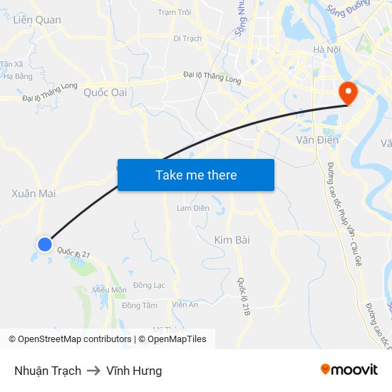 Nhuận Trạch to Vĩnh Hưng map