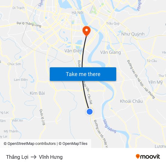 Thắng Lợi to Vĩnh Hưng map