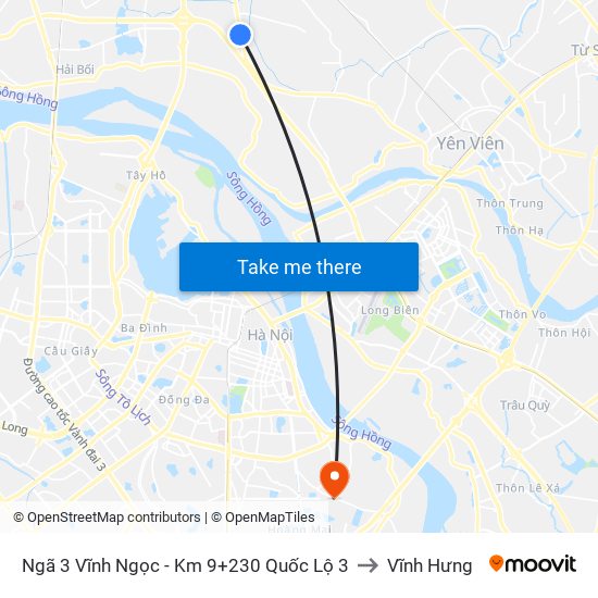 Ngã 3 Vĩnh Ngọc - Km 9+230 Quốc Lộ 3 to Vĩnh Hưng map