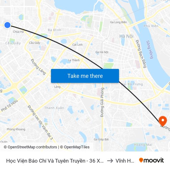 Học Viện Báo Chí Và Tuyên Truyền - 36 Xuân Thủy to Vĩnh Hưng map