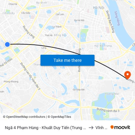 Ngã 4 Phạm Hùng - Khuất Duy Tiến (Trung Tâm Hội Nghị Quốc Gia) to Vĩnh Hưng map